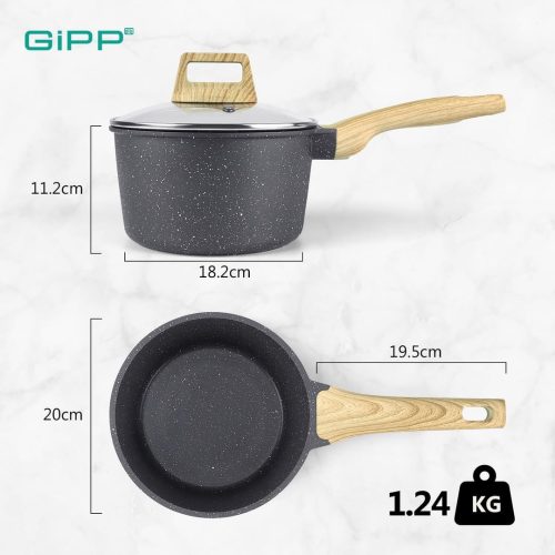 GiPP Nonstick Sauce Pan with Lid - 3.6L Small Sauce Pot - Image 3