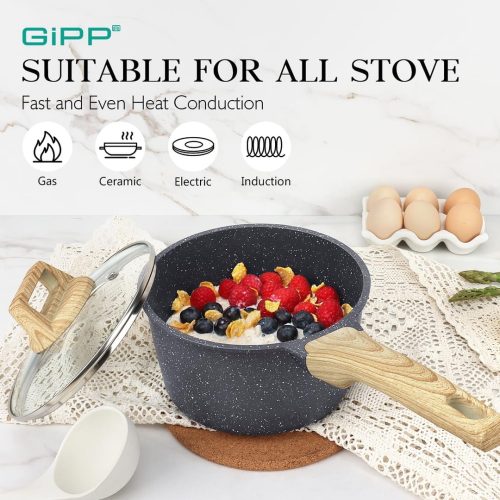 GiPP Nonstick Sauce Pan with Lid - 3.6L Small Sauce Pot - Image 5