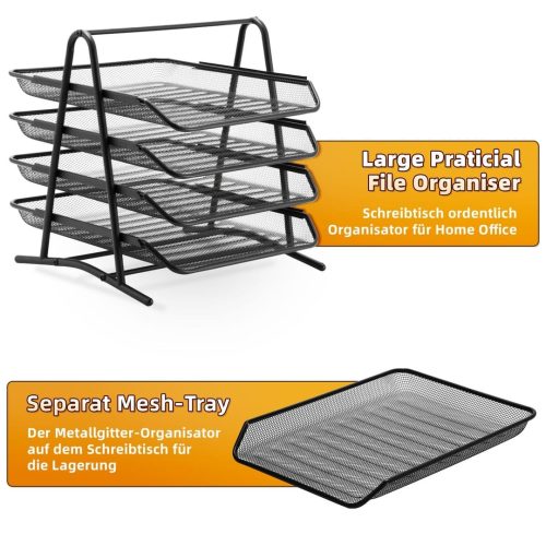 Marbrasse Desk Organiser, Letter Tray Organizer, Paper Tray Stackable - Image 6