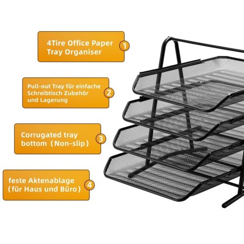 Marbrasse Desk Organiser, Letter Tray Organizer, Paper Tray Stackable - Image 5