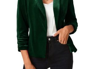 MINTLIMIT Womens 3/4 Sleeve Velvet Blazers