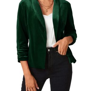 MINTLIMIT Womens 3/4 Sleeve Velvet Blazers