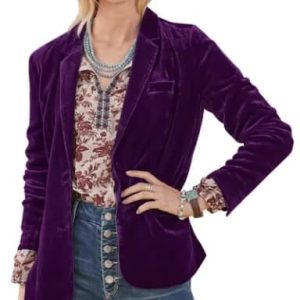 MINTLIMIT Women's Velvet Jacket Suit Vintage Long Sleeve