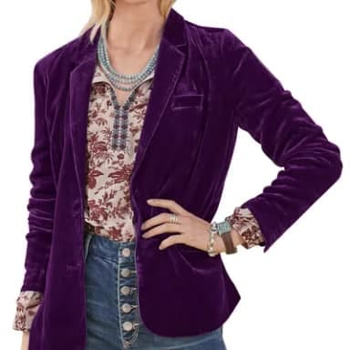 MINTLIMIT Women's Velvet Jacket Suit Vintage Long Sleeve