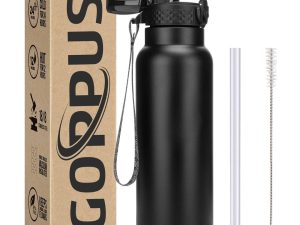 GOPPUS 750ml/26oz Insulated Water Bottles with Straw