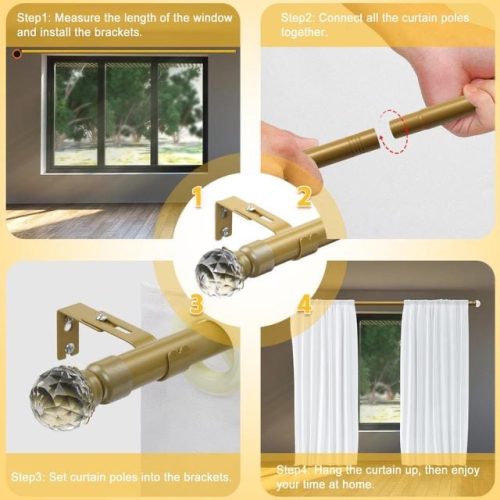 Brand New Curtain Poles, 1.6 cm Single Curtain Rods 76-157 cm - Image 3