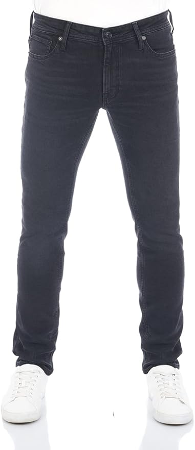 JACK & JONES JJIGLENN Men's Black Denim Jeans Trousers Slim Fit Stretch