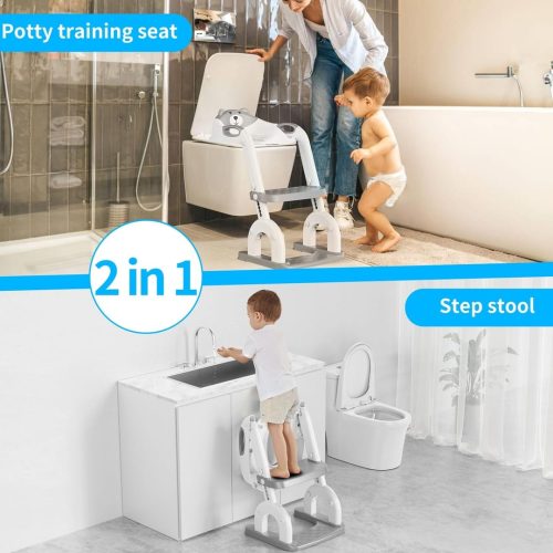 ‎RABB 1ST Potty Training Toilet, Adjustable Toddler Toilet Seat and Step for Kids, 2 in 1 Toilet Steps for Toddlers,Non Slip & Space Efficient & Splash Guard - Image 2