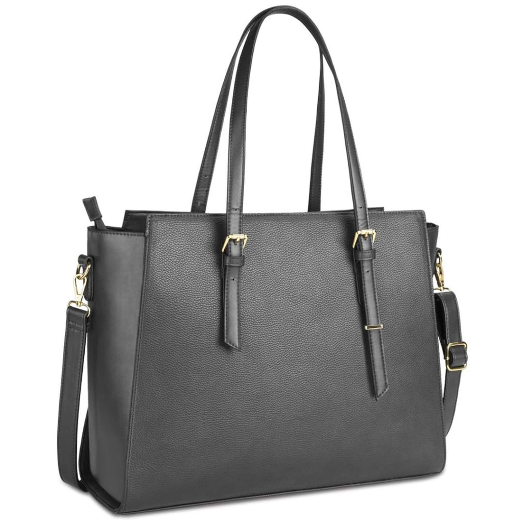 NEWHEY Women's Large PU Leather Tote Bag Laptop Bag Handbag for Classes Lycee 15.6 Inches, grey, 41 cm x 16 cm x 30 cm, Stylish