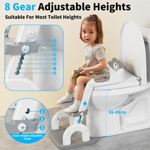 ‎RABB 1ST Potty Training Toilet, Adjustable Toddler Toilet Seat and Step for Kids, 2 in 1 Toilet Steps for Toddlers,Non Slip & Space Efficient & Splash Guard - Image 3