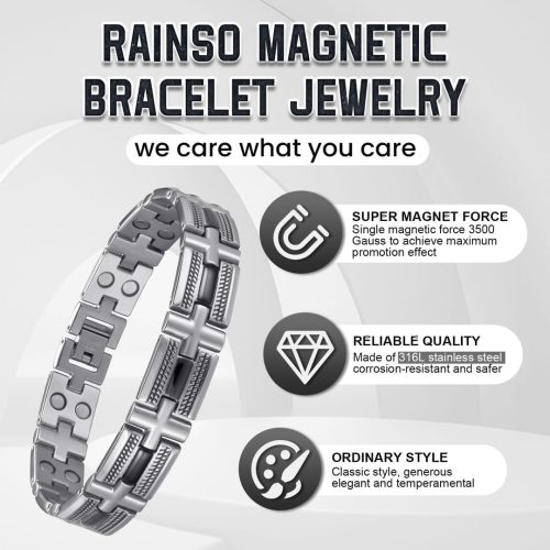 RainSo Stainless Steel Magnetic Bracelet for Men - Image 2