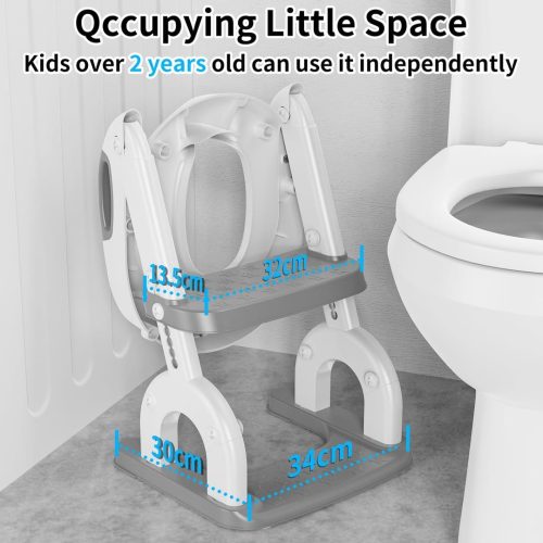 ‎RABB 1ST Potty Training Toilet, Adjustable Toddler Toilet Seat and Step for Kids, 2 in 1 Toilet Steps for Toddlers,Non Slip & Space Efficient & Splash Guard - Image 5