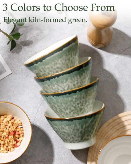 NUTRIUPS 12.5cm Ceramic Cereal Bowls Set of 6, 400ml Green Dessert Bowl Set, Rice Bowl, Ice Cream Bowl - Image 3