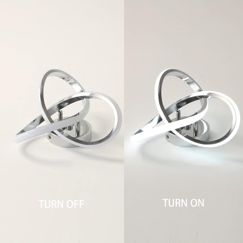 HOUZEE Ceiling Lamp Small Elegant Unique Silver LED Light Fixture for Aisle Entrance, Hallway Cold White 22W - Image 4
