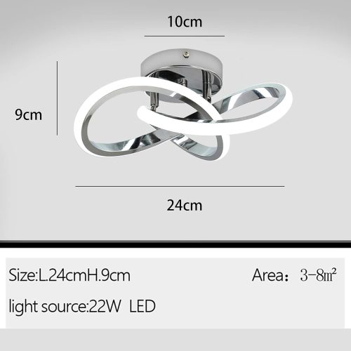 HOUZEE Ceiling Lamp Small Elegant Unique Silver LED Light Fixture for Aisle Entrance, Hallway Cold White 22W - Image 6