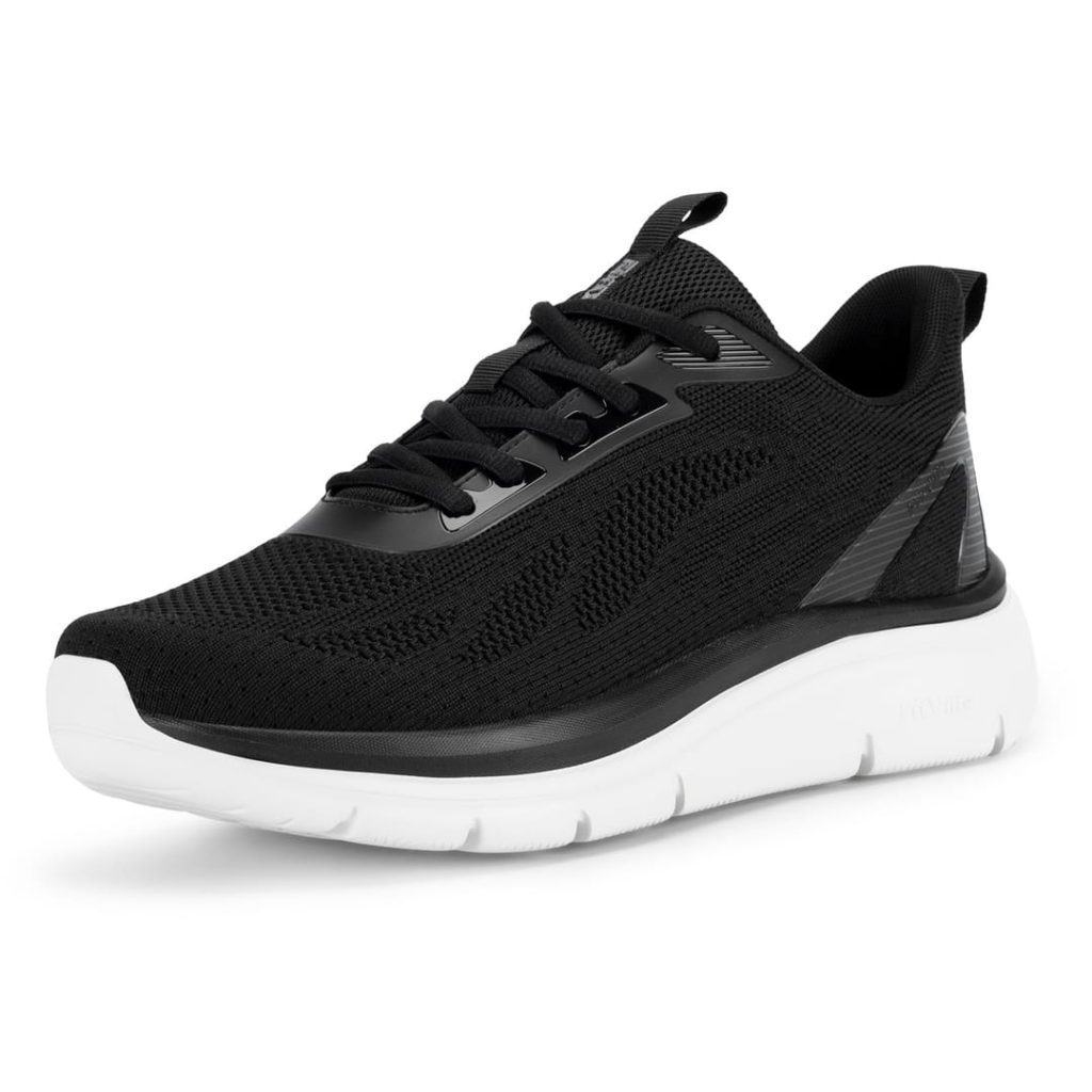 FitVille Extra Wide Fit Trainers for Men Lace-Up Arch Support Road Running Shoes Lightweight Athletic Sneakers for Gym Fitness Jogging Walking, Black 2, 8.5 X-Wide