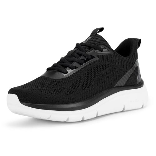 FitVille Extra Wide Fit Trainers for Men Lace-Up Arch Support Road Running Shoes Lightweight Athletic Sneakers for Gym Fitness Jogging Walking, Black 2, 8.5 X-Wide