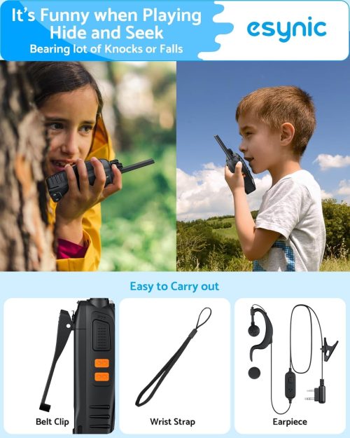 eSynic 4Pack Professional Walkie Talkies for Adult USB Rechargeable Walkie Talkies 16CH Two Way Radio Hand Free VOX Walkie Talkies With LED Lights Wonderful Gifts for Kids etc - Image 2