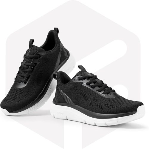 FitVille Extra Wide Fit Trainers for Men Lace-Up Arch Support Road Running Shoes Lightweight Athletic Sneakers for Gym Fitness Jogging Walking, Black 2, 8.5 X-Wide - Image 7