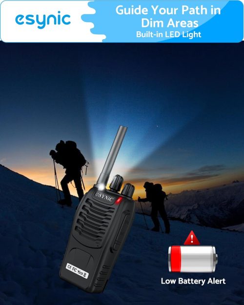 eSynic 4Pack Professional Walkie Talkies for Adult USB Rechargeable Walkie Talkies 16CH Two Way Radio Hand Free VOX Walkie Talkies With LED Lights Wonderful Gifts for Kids etc - Image 5