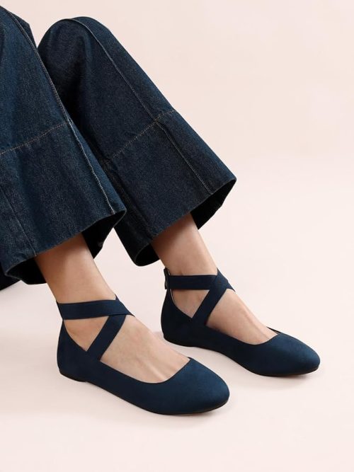 DREAM PAIRS Women's Elastic Ankle Straps Ballet Flats Shoes - Image 6