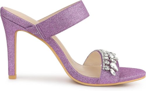 Allegra K Women's Glitter Rhinestone Stiletto Heels Sandals Purple - Image 6