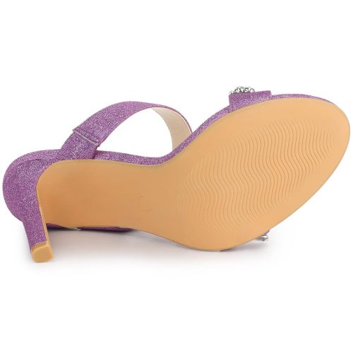 Allegra K Women's Glitter Rhinestone Stiletto Heels Sandals Purple - Image 5