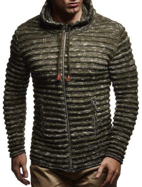 Leif Nelson Men Cardigan Jacket Hood LN-20724 - Image 2