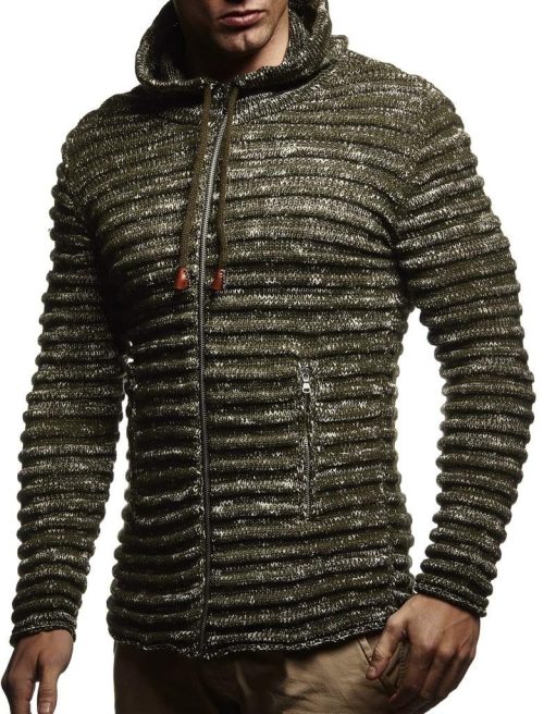 Leif Nelson Men Cardigan Jacket Hood LN-20724 - Image 3