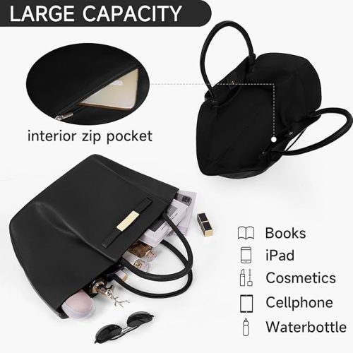 ACUYE Tote Bag for Women - Faux Leather Work Tote Purse with Top Handle - Trendy Y2K Handbag - Image 6