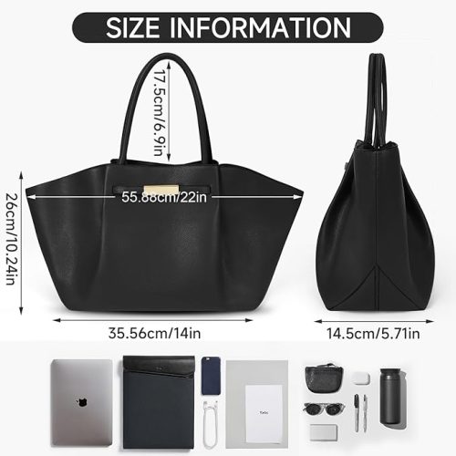 ACUYE Tote Bag for Women - Faux Leather Work Tote Purse with Top Handle - Trendy Y2K Handbag - Image 7
