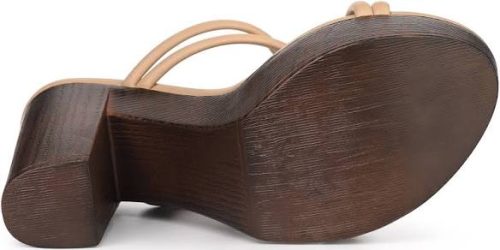 Allegra K Women's Platform Strappy Chunky Heel Slide Nude Sandals - Image 5