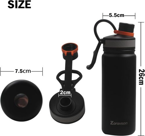 Zoravson Insulated Water Bottles 680ml with Silicone Straw - Image 3