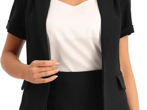 Allegra K Suit Sets for Women's 2 Piece Outfits Blazer Work Pencil Skirt Suit Black