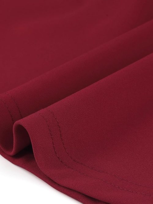 Allegra K Round Neck Work Sheath Dress for Women's Mothers Day Costumes Slim Fit Sleeveless Pencil Dresses Wine Red - Image 5