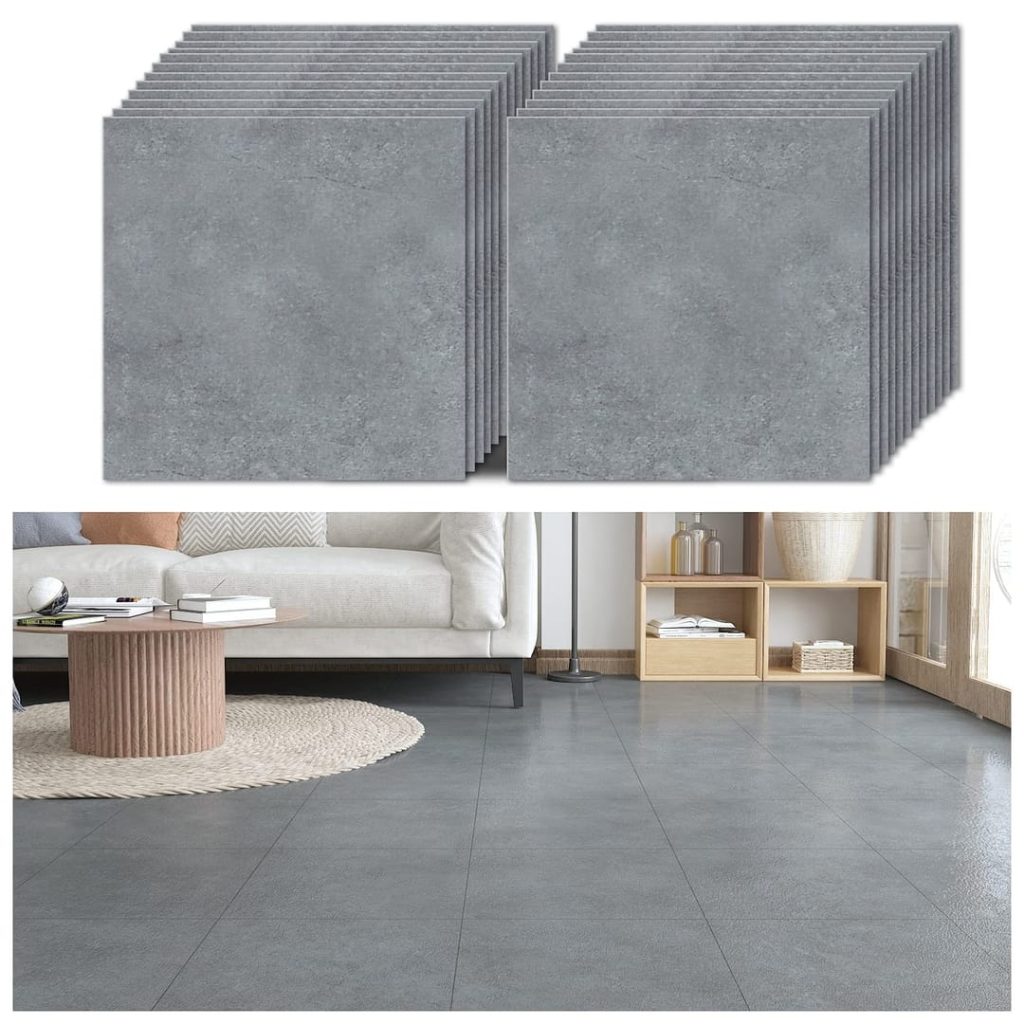 VEELIKE Grey Floor Tiles Self Adhesive Stick on Floor Tiles for Bathroom Kitchen