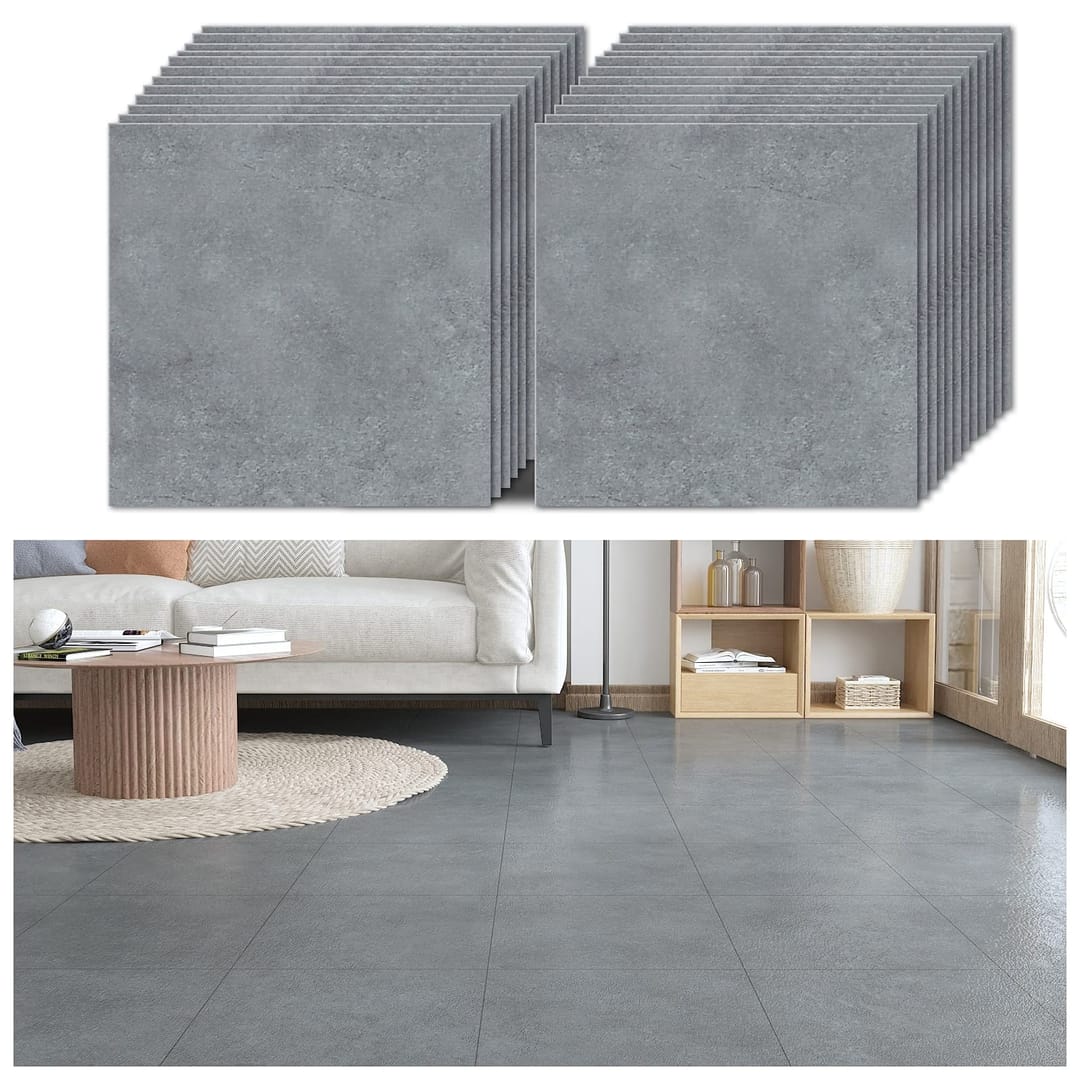 VEELIKE Grey Floor Tiles Self Adhesive Stick on Floor Tiles for Bathroom Kitchen
