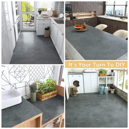 VEELIKE Grey Floor Tiles Self Adhesive Stick on Floor Tiles for Bathroom Kitchen - Image 2