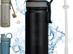 Zoravson Insulated Water Bottles 680ml with Silicone Straw