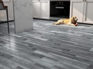 FunStick 90×15CM 35 Pcs Grey Vinyl Flooring Planks Wood Effect Stick on Floor Tiles for Kitchen Bathroom Flooring