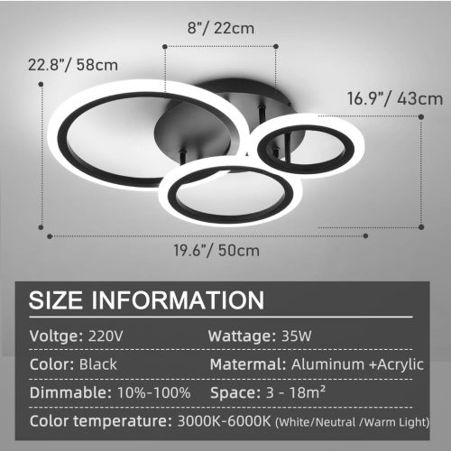 EIDISUNY Modern Led Dimmable Ceiling Light - Image 3