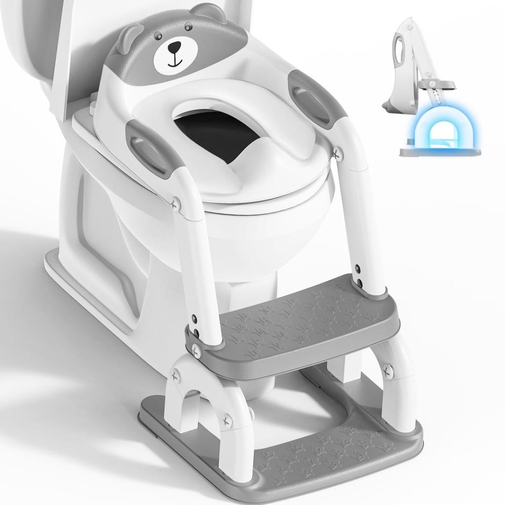 ‎RABB 1ST Potty Training Toilet, Adjustable Toddler Toilet Seat and Step for Kids, 2 in 1 Toilet Steps for Toddlers,Non Slip & Space Efficient & Splash Guard