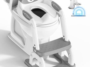 ‎RABB 1ST Potty Training Toilet, Adjustable Toddler Toilet Seat and Step for Kids, 2 in 1 Toilet Steps for Toddlers,Non Slip & Space Efficient & Splash Guard
