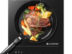 Aobosi Induction Hob, Single Induction Cooker with Portable Ultra-thin Body(32 * 26 * 4.2), 20 Power and Temperature levels, Booster Function 2000W, Safety Lock, 10H Timer