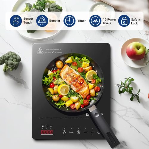 Aobosi Induction Hob, Single Induction Cooker with Portable Ultra-thin Body(32 * 26 * 4.2), 20 Power and Temperature levels, Booster Function 2000W, Safety Lock, 10H Timer - Image 2