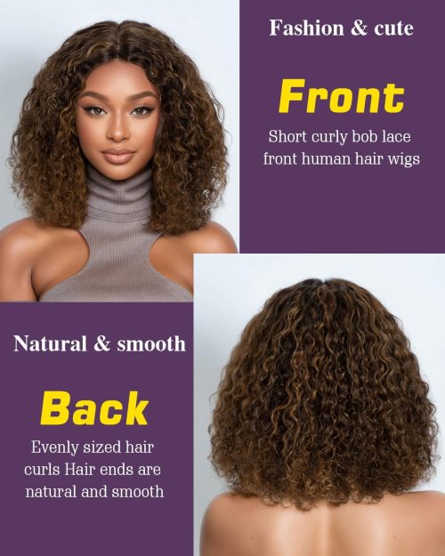 FASHION IDOL Short Curly Bob Human Hair - Image 2