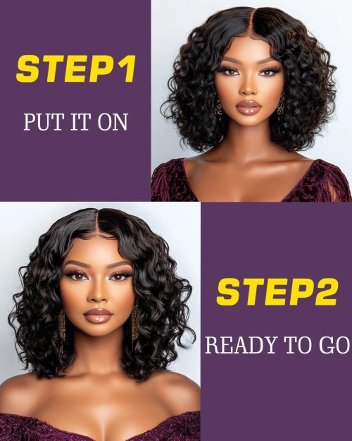 FASHION IDOL Short Curly Human Hair Bob Wigs for Women - Image 3