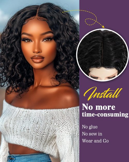 FASHION IDOL Short Curly Human Hair Bob Wigs for Women - Image 4