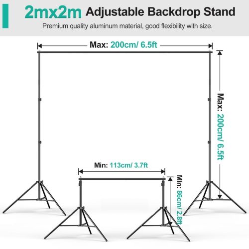 EMART Photography Backdrop Stand Kit 2X2m/ 6.5X6.5ft - Image 2