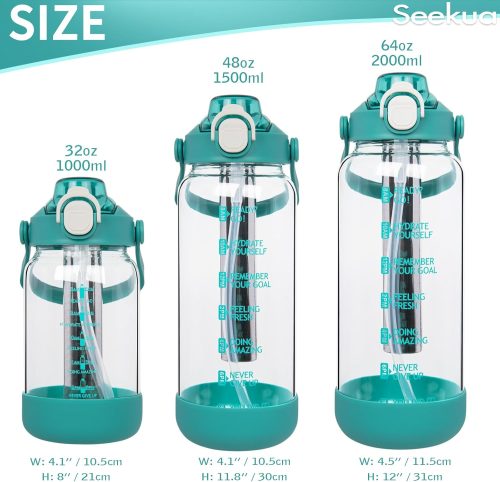 Seekua 1l Glass Water Bottle with Straw & motivational Time Markings 1 litre large Drinking Bottle with Fruit Infuser for Juice, Smoothie, Milkshake - Image 6